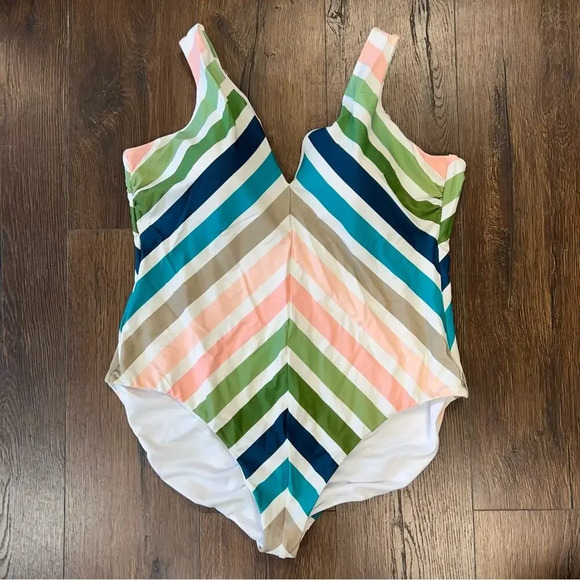 Raisins Curve Slimming Swimsuit Womens Striped One Piece Swimsuit Size 24W - Picture 1 of 6